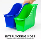 Storex Large Book Bin, Interlocking Plastic Organizer for Home, Office and Classroom, Teal, 6-Pack (71120U06C)