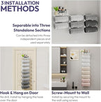 SWTYMIKI Hanging Towel Racks for Bathroom - 9 Tier Over The Door & Wall Mounted Bath Rolled Towel Storage Organizer Holder for Small Bathroom, RV, Camper, White (Patented)