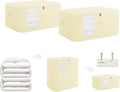 3-Layer Compressible with Zippers Blanket & Comforter Storage Bag,Ultra Space Saving Self Compression Organizer，Save 50% Space, 2 PCS，Light Yellow