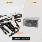 Clear Desk Organizers and Accessories, 2 Pack Plastic Drawer Organizer for Office Supplies, Marker Pen, Art Crafts, Stationery, Coffee Pods, Stackable Home Storage (2 Drawers)