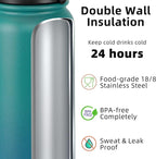 Fanhaw 40 oz Insulated Stainless Steel Water Bottle with Chug Lid, Leakproof & Sweat-Free Extra-Large Metal Bottle for Outdoor, Hiking & Gym (Green Blue)