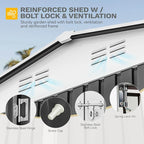 DWVO 10x10ft Large Tool Storage Shed with Window, Lockable Doors, and Sloped Roof, Oversized Steel Outdoor Storage Shed for Garden, Patio, Garage, Backyard, Lawn(Gray + White)