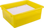 Storex Letter Size Deep Storage Tray – Organizer Bin for Classroom, Office and Home, Yellow, 5-Pack (62526A05C)
