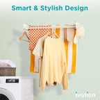 Ivation Retractable Wall Mounted Clothes Drying Rack, 32" Foldable Laundry Drying Rack for Clothing | Collapsible Space-Saving Design & 5 Rods | Easy Installation with Hardware & Wall Template (White)