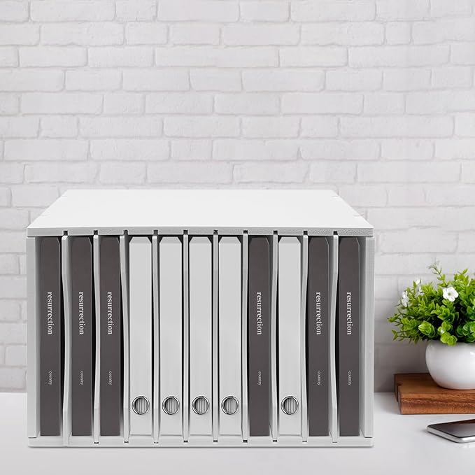 LOYALHEARTDY Vertical Desktop Sorter, 11 Adjustable, Letter-Size Compartments, PVC Organizer for Home Office and Classroom