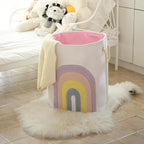 INough Pink Baby Hamper, XL Canvas 58L Laundry Basket with Drawstring Closure, Boho Rainbow Decor