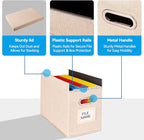 4 Pack Hanging File Folders Organizer with Lid, Letter Size Fabric File Storage Box Collapsible, Portable Office Document Holder with Metal Handle, Smooth PVC Rails, Beige