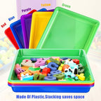 Maitys 15 Pcs Flat Plastic Trays 16.1 x 11.8'' Sensory Storage Tray Paper Stackable Classroom Bins for Office Home Organizer Arts and Crafts Supplies(Classic Color)