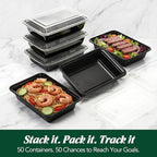 Glotoch Meal Prep Containers with Lids, Plastic food storage containers Reusable, 1-compartment BPA-free, Bento boxes for portion control & takeout, Microwave/freezer/dishwasher safe (50 pack, 32 oz)
