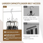 ZEDODIER Belt Organizer for Closet, Heavy-Duty Rotating Belt Hanger Rack Holds up to 24 Belts, Hanging Space Saving Metal Belt Holder for Closet Storage, Silver