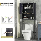 Giantex Over The Toilet Storage Cabinet, Bathroom Space Saver W/Toilet Paper Holder & Hook, Adjustable Shelf & Bottom Bar, Open Storage Cube, Over Toilet Bathroom Organizer for Laundry, Restroom