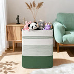 Laundry Hamper, 85L Tall Laundry Basket with Leather Handles, Rectangle Large Clothes Hamper for Organizing, Cotton Woven Laundry Baskets Storage Hampers for Bedroom, Nursery, Living Room