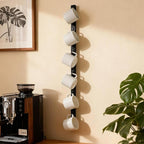 Wall Mounted Coffee Cup Holder - Slim Design Mug Rack with Hooks, Space-Saving Organizer for Kitchen, Office, and Coffee Bar - Holds Multiple Cups, Easy Installation, Versatile Display