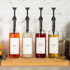 Demi's Home 25.4 oz 750 ml Glass Coffee Syrup Dispenser for Coffee Bar - 4 Pack - Comprehensive Label Set & ¼ oz Pumps Included