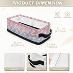 Narrow Storage Bins Multi-purpose Storage Baskets with Handles Bathroom Essentials Organizer Basket Fabric Vanity Tray for Office Supplies, Easter Egg Cute Bunny Rabbit Pink Blue Gradient
