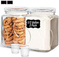 ComSaf 64 oz Glass Jar with Lid, 2 QT Pantry Storage Containers set with Glass Lids, Flour Sugar Storage Containers, Half Gallon Jars for Kitchen Storage and Laundry Room Containers, Set of 2