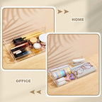 Acrylic Desk Drawer Organizer 11 x 6.1 x 1.38 Inch Storage Tray Organizer for Pens, Stationery, Desktop, Office, Bathroom, Kitchen, Makeup Supplies(4 Compartments, Clear)