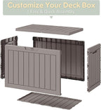 50 Gallon Outdoor Storage Box, Resin Deck Boxes Outdoor Waterproof For Patio Furniture, Garden Tools, Pool Supplies, Lockable And UV Resistant (Striped Gray)