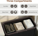 StorageWorks 3 Section Laundry Hamper, Rolling Laundry Cart with Wheels and Handles, Laundry Room Double Sorter for Organizer and Storage, 31.7 Gal(120L), Black