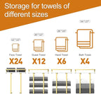 Towel Racks for Bathroom Wall Mounted, Metal Towel Holder with Wooden Shelf for Folding Large Towels, Towel Storage for Small Bathroom Organizer Decor or RV Camping,Golden