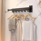 Clothes Drying Rack for Laundry,Wall Mounted Clothes Hanger Rack,Folding,Retractable,Collapsible(J Shape Hooks)