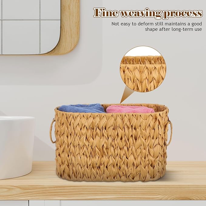 Cabilock Woven Toilet Paper Storage Basket with Handle 15.74X9.44X7.08In Imitation Rattan Organizer for Bathroom Kitchen Living Room Toilet Roll Holder