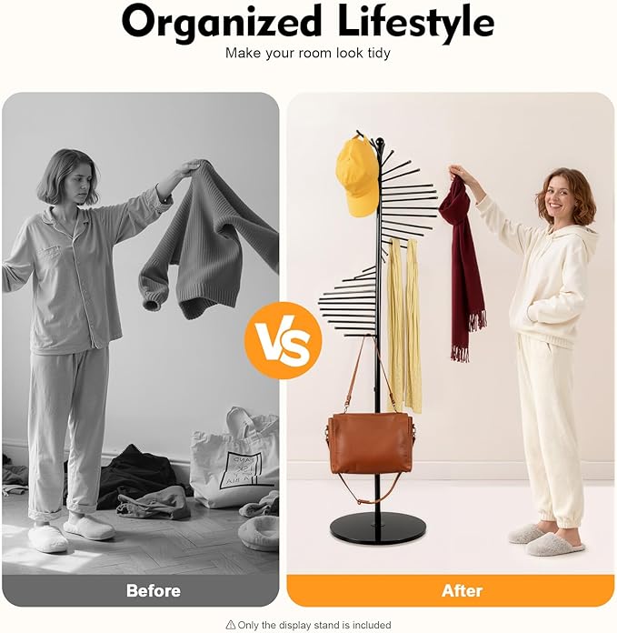Freestanding Spiral Scarf Rack Stand, Metal Scarf Display Holder with Heavy Base, Scarf Organizer for Closet, for Clothing Store, Apartments, Locker Rooms