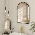 Arched Medicine Cabinet Mirror No Assembly Needed Bathroom Mirror with Storage Recessed or Surface Mount Options (Black, 25.6" L x 15.8" W)