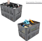 Simplify 3 Compartment Stackable Bin with Adjustable Dividers | Drawer Organizer | Storage Basket | Good for Office | Desk Supplies | Dorm | Bathroom | Accessories | Make Up | Grey