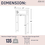 Derby Over-The-Toilet Storage Shelf – 44" Tall Modern Bathroom Space Saver with Open Shelves – Freestanding Organizer Rack for Toiletries & Towels by Alaterre Furniture (White)