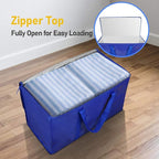 TICONN 16 Pack Extra Large Moving Bags Heavy Duty with Zippers & Carrying Handles, Durable Storage Bags Moving Boxes for Closet Organizers and Storage (16 Pack, Blue)