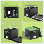File Organizer Box File Boxes for Hanging Files with Lid Set of 3 Decorative Hanging Folders Letter Size Organizer with One-Piece Plastic Frame Slides (13.2 * 10.1 * 10.1in(3Pack), Black)