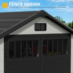 DWVO 6x4.4 FT Resin Storage Shed with Fence-Style and Side Windows, Lockable Door, and Vents Outdoor Storage Shed for Garden, Backyard, Patio, Lawn