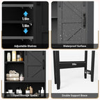 Over The Toilet Storage Cabinet, Bathroom Organizer with Anti-Tip Kit, Adjustable Shelves, Elegant Matte Black Finish Suits Modern Bathrooms.