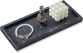 Natural Small Marble Vanity Tray, Luxury Stone Organizer for Bathroom & Kitchen | Holds Soap Dispenser, Jewelry, Perfume | Non-Resin, Non-Ceramic Décor (Black, M (11.8" x 5.1" x 0.78"))