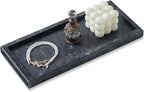 Natural Small Marble Vanity Tray, Luxury Stone Organizer for Bathroom & Kitchen | Holds Soap Dispenser, Jewelry, Perfume | Non-Resin, Non-Ceramic Décor (Black, M (11.8" x 5.1" x 0.78"))