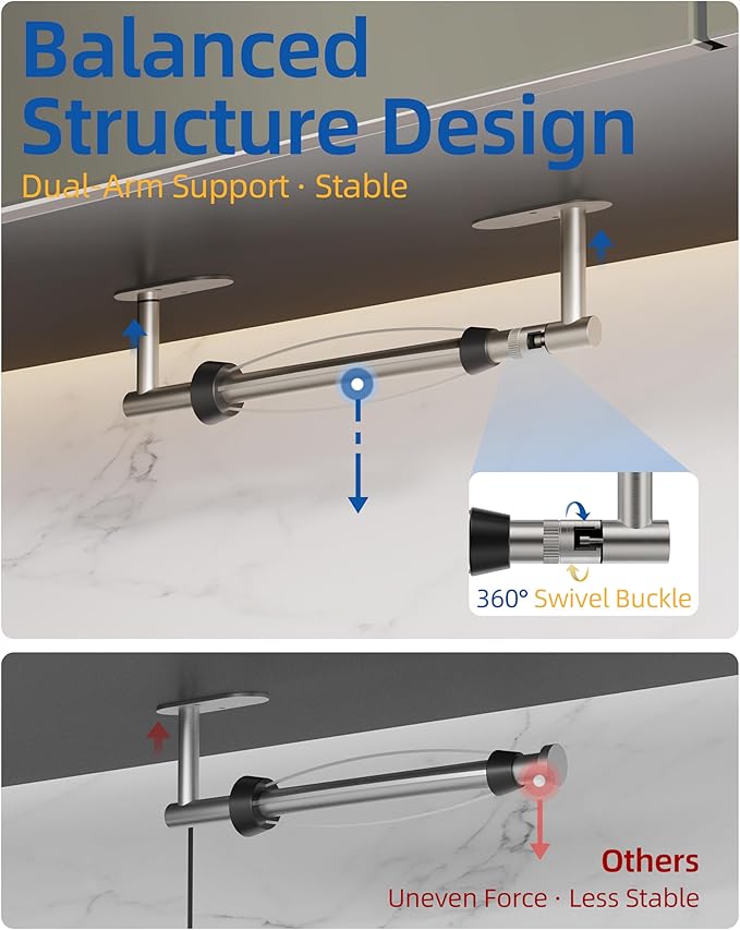 RUACQ Paper Towel Holder Under Cabinet, One Hand Tearing Paper Towel Holder with Damping Effect, Wall Mount & Adhesive Stainless Steel Paper Roll Holder for Kitchen Bathroom (Brushed Nickel)