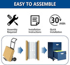 2 Drawer File Cabinet with Lock, Small Rolling Filing Cabinet for Home Office, Metal Mobile File Cabinets on Wheels, Blue Office Cabinets for Letter Size Folders - Assembly Required