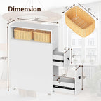 Giantex Small Bathroom Storage Cabinet - Slim Organizer with Wheels, 2 Drawers, 2 Baskets, Brush Holder, Over The Toilet Storage for Skinny Corner, Narrow Spaces