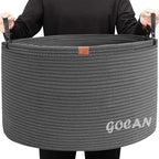 Extra Large Storage Laundry Basket 22" X 22"X 14" Cotton Rope Woven Basket for Blanket Basket with Handles for Living Room Toys Storage XXXL (Dull grey)