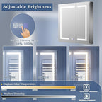 ExBrite LED Lighted Bathroom Medicine Cabinet with Mirror, 30 x 30 Inch, Recessed or Surface Mount, Anti-Fog, Stepless Dimming, Color Temperature Change, Built-in 6000K Sensor Light, Storage Shelves