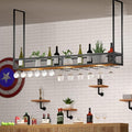 Ceiling Hanging Wine Glass Holder - Ceiling Shelf, Ceiling Wine Rack Display Stand, Hanging Solid Wood Plant Stand, Wall Mounted Iron Art Wine Bottle Holder, LOFT Ceiling Mounted Storage Rack ( Color