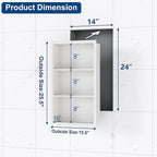 14x24 Recessed Medicine Cabinet, Medicine Cabinet No Mirror, 304 Stainless Steel Medicine Wall Niche with 3-Tiers Shelves, Matte White