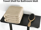 Towel Racks for Bathroom, Bathroom Towel Rack Wall Mounted with Metal Shelf and 3 Hooks for Small Bathroom, Black
