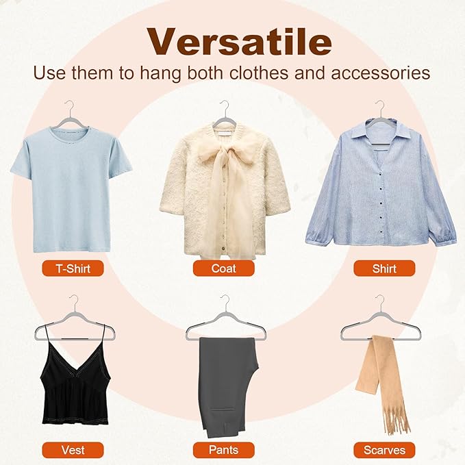 HOUSE DAY Heavy Duty Plastic Hangers 30 Pack, Non Slip Clothes Hangers with Rubber Pads and 360° Hook - Thin 0.2 Inch, Space Saving Coat Hanger Grey, Closet Organizer for Shirt, Pants, Suit, Skirt