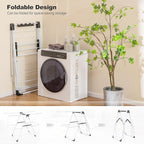 Tangkula Laundry Drying Rack, Foldable Clothes Drying Rack with Height Adjustable Wings, 33 Drying Rails & Sock Clips, Freestanding Gullwing Garment Stand for Indoor & Outdoor Use (White+Grey)