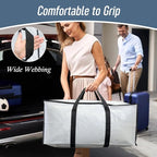 12 Pack Extra Heavy Duty Large Moving Bags with Strong Zipper & Comfortable Handles, Sturdy & Durable Clothes Storage Bags Totes Bins, Packing Moving Boxes for College Supplies, White