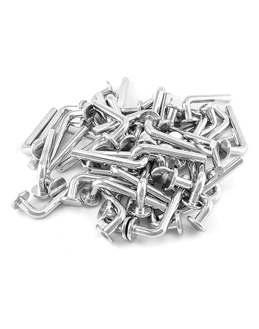 QWORK Pallet Rack Drop Pin, 50 Pcs M8x57mm Accessory Shelving System, Heavy Duty J Bolt Safety Universal Pins, Cross Beam Locker Drop Pin for Warehouse, Home