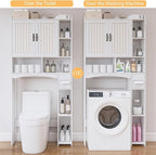 Over The Toilet Storage Cabinet, Over Toilet Bathroom Organizer, Bathroom Storage cabinets with Anti Tipping Devices, Storage cabinets with Toilet Paper Holders, for Bathroom, Laundr（White）