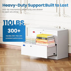2 Drawer File Cabinet, Lateral Filing Cabinets for Home Office, Office Storage Drawers with Lock, Hanging Files Legal/Letter A4 Size (Assemble Required,White)